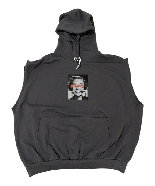 Forced Happiness Sweat Hood Vest ((charcoal))