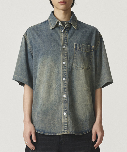 DENIM HALF SHIRT (BLUE)