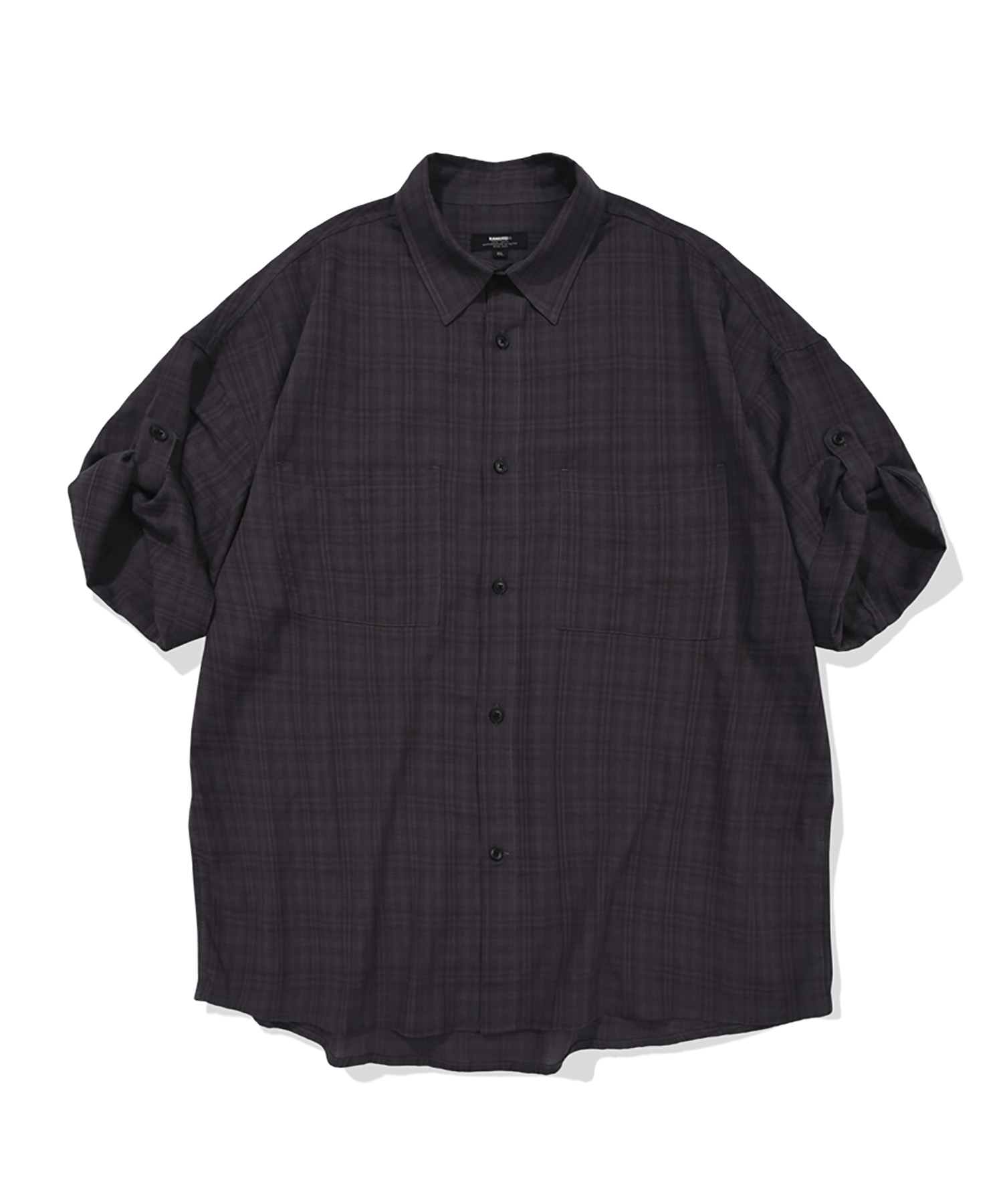 CHECK ROLL-UP HALF SHIRT (PURPLE)