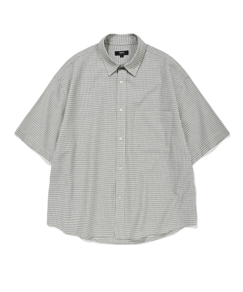 HERITAGE MINIMAL CROPPED CHECK HALF SHIRT (CREAM)