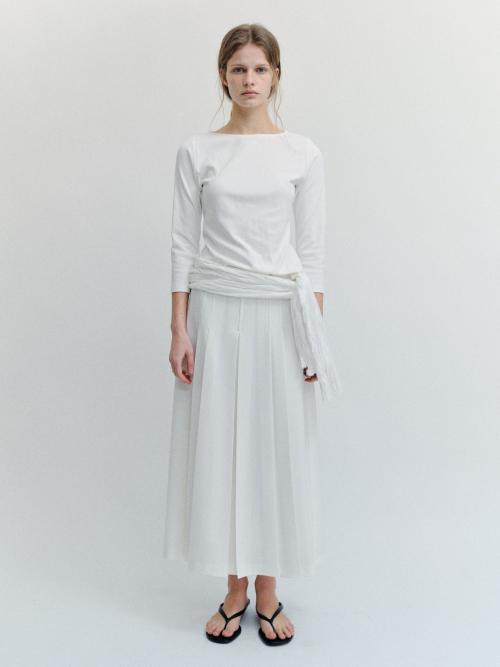 Облегающий топ с вырезом лодочкой (White)