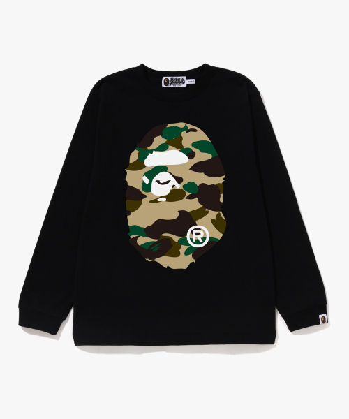 베이프 키즈 퍼스트 카모 빅 에이프 헤드 롱슬리브 티셔츠(JR) BLACK / YELLOW