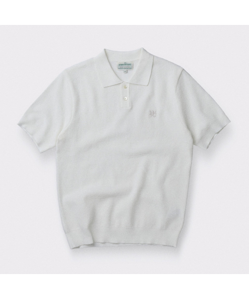 [British Sporting Club] Waffle Short-Sleeves Polo Knit ABWAM26711WHX