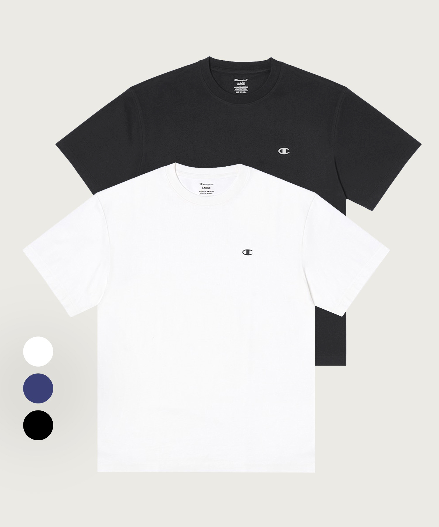 [2pack] Свободная футболка с круглым вырезом Cool White/Black