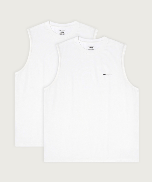 [2pack] Relaxed Fit Crew Neck Cool Sleeveless White/White
