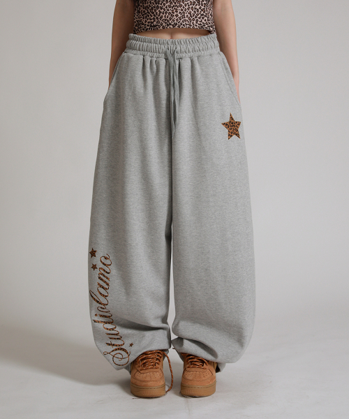 Спортивные брюки Curved Leopard Star Lettering_Melange