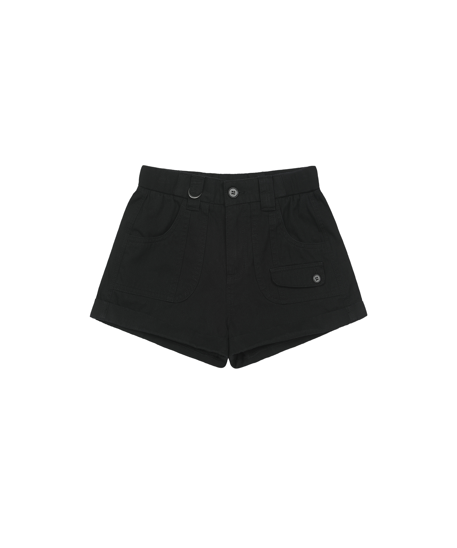 Vintage Rolled-up Cotton Shorts - BLACK