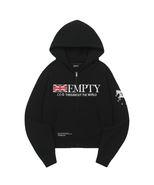 Кроп-худи на молнии EMPTY с вышивкой - BLACK