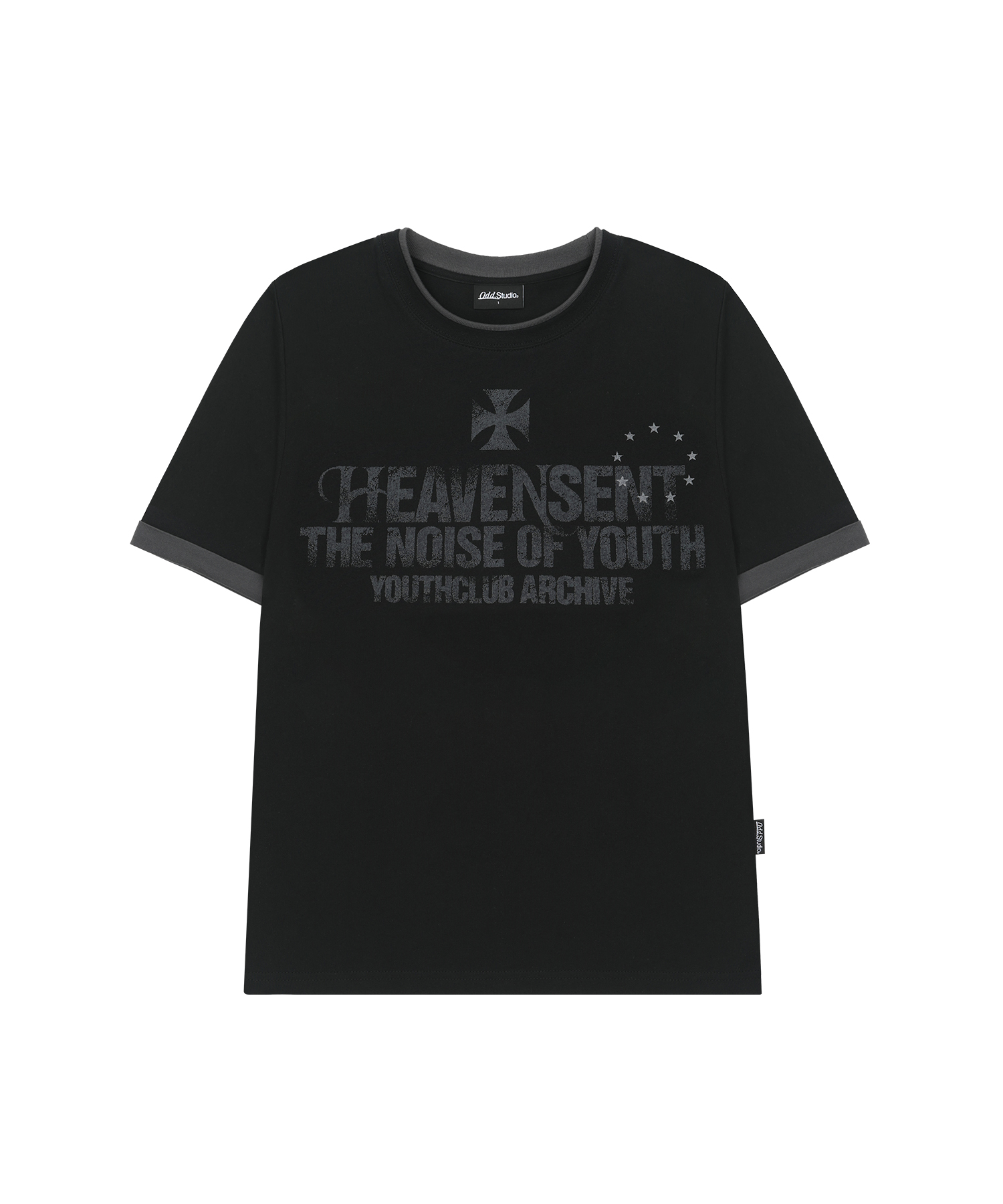 Heaven Sent Color Layered Roll-up T-shirt - BLACK