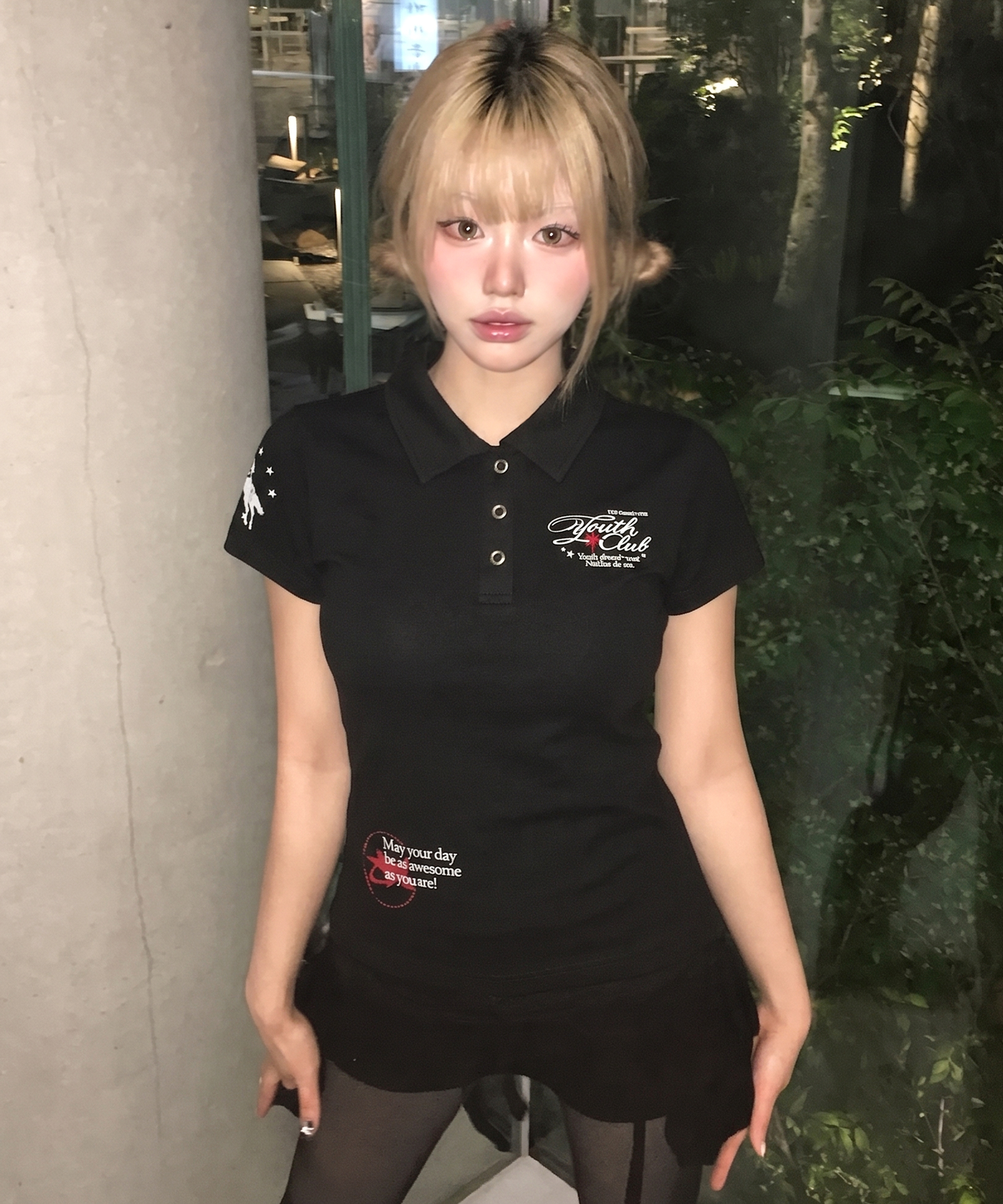 Kitsch Graphic Collared Shirt - BLACK