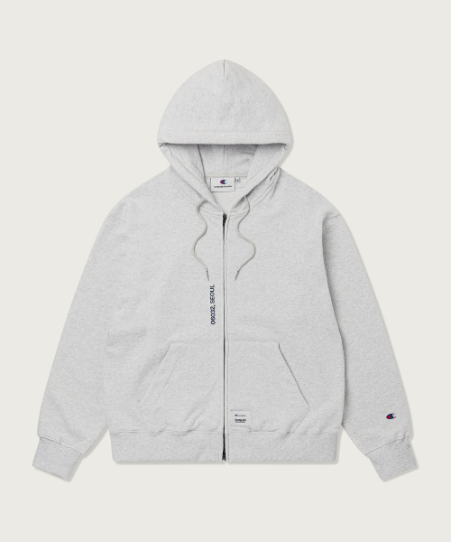 챔피온 X 콤팩트레코드바 스피커 로고 후드 집업 Light Grey