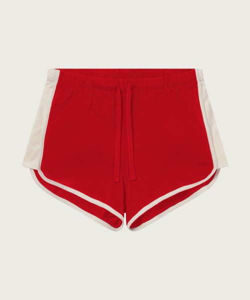 여성 배색 돌핀 쇼츠 Red