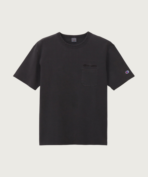 Pigment Dyed Pocket Short Sleeve T-Shirt Off Black