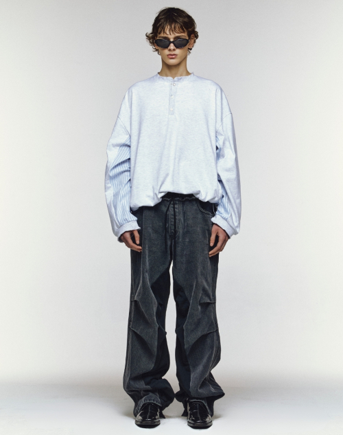 __CODE_0__ : RECONSTRUCTED STRIPE __CODE_1__ HENLEY [MELANGE]