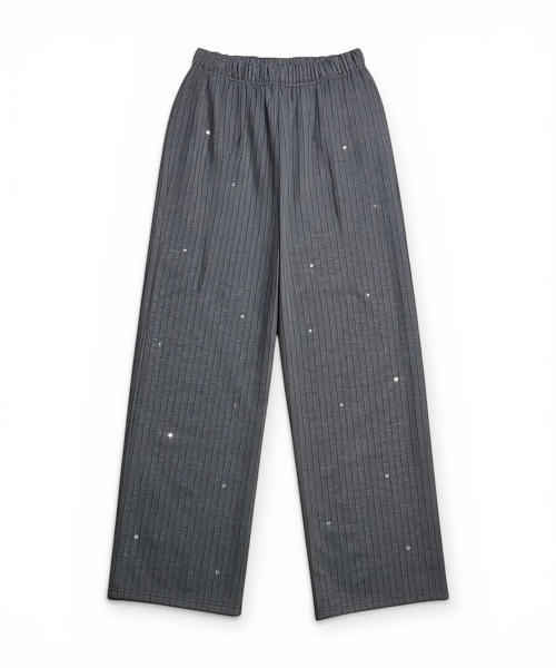 Crystal Stud Pinstripe Широкие брюки (Gray)
