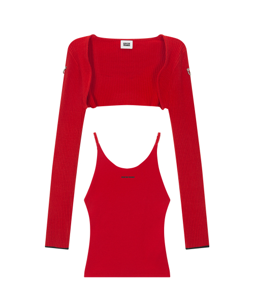 Bolero Lace Halter Set Red