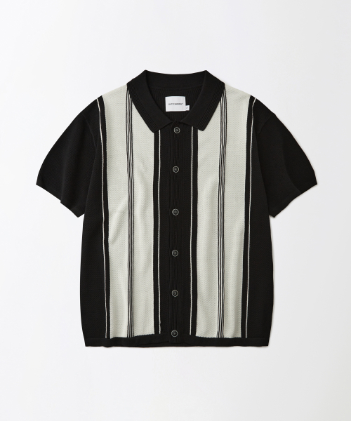 __CODE_0__ STRIPE COLLAR __CODE_1__ CARDIGAN_BLACK/IVORY