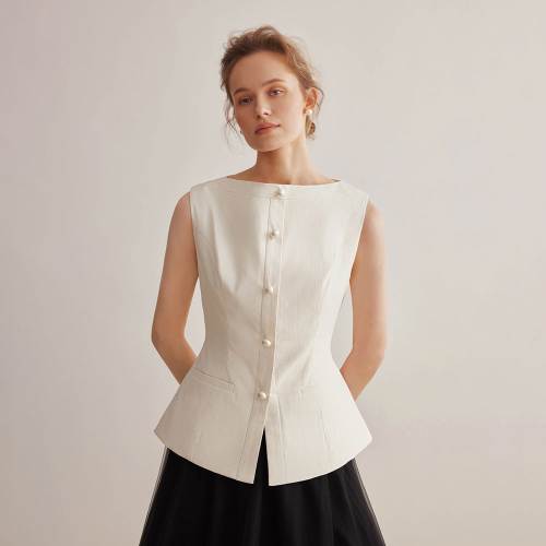 YY_Pearl buckle commute vest_2color