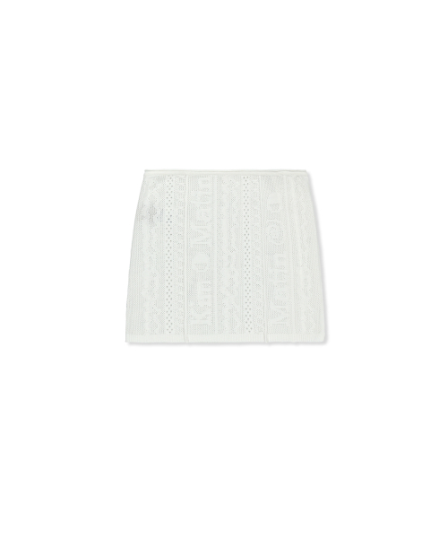 MESH LOGO WRAP MINI SKIRT IN WHITE