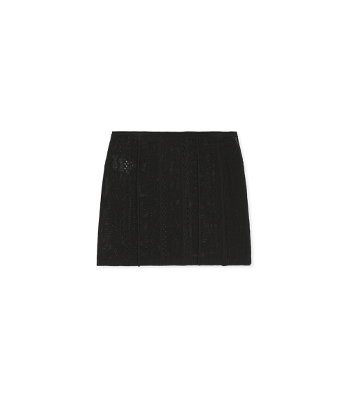 MESH LOGO WRAP MINI SKIRT IN BLACK