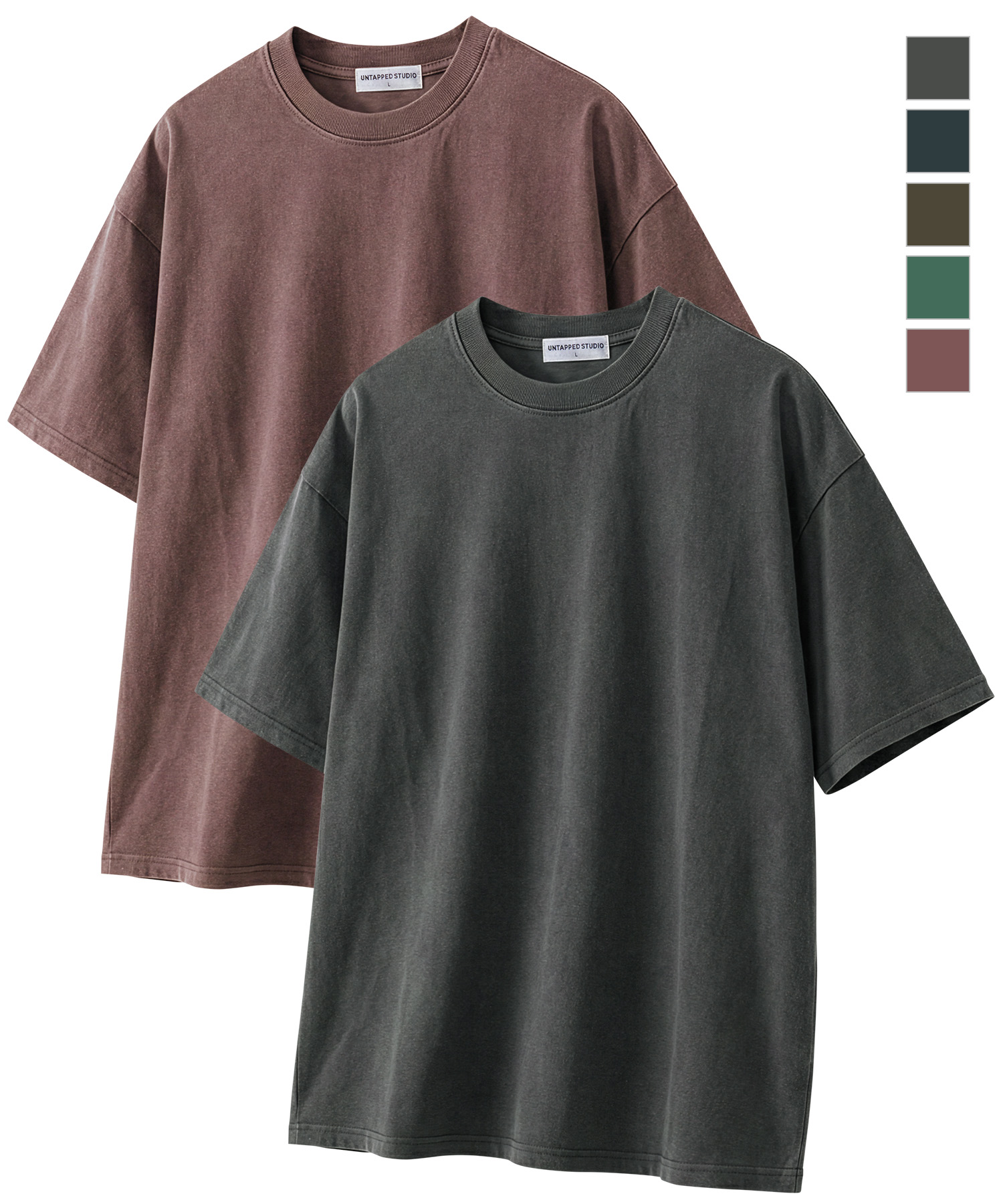 [2PACK]Pigment Oversized-fit Short-Sleeved T-shirt 5COLOR