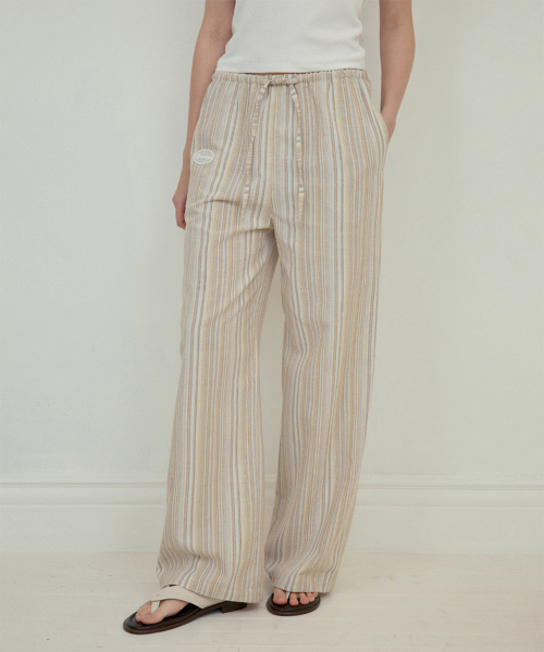 Bohemian stripe pants_Mix ivory(O25-PT08)