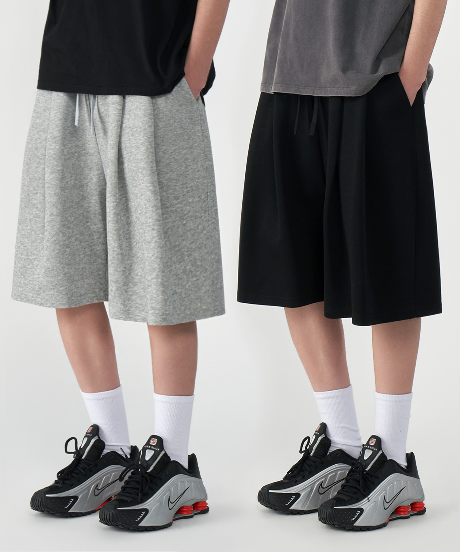 [2PACK]Bermuda Two Tuck Широкие Banding Sweat брюки 2 COLOR