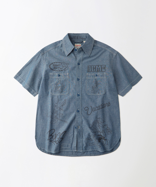 [LOONEY TUNES] __CODE_0__ UTILITY CHAMBRAY __CODE_1__ SHIRT_L.BLUE