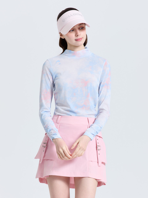Женский базовый слой Misty с узором и сборками Mock Neck Blue