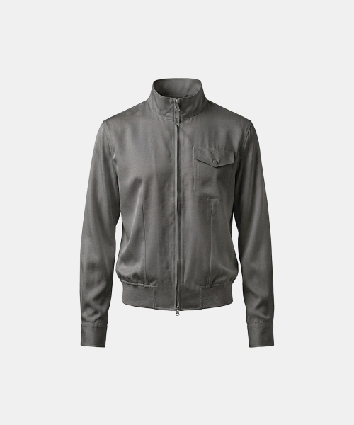 Contour High-Neck Lightweight Bomber Shacket- серый