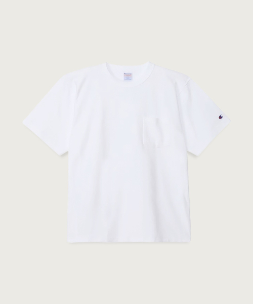 Reverse Weave Loose Fit Pocket Short Sleeve T-Shirt White