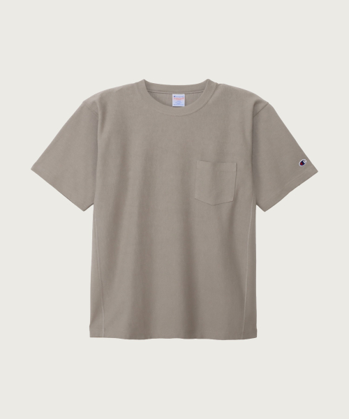 Reverse Weave Loose Fit Pocket Short Sleeve T-Shirt Grey