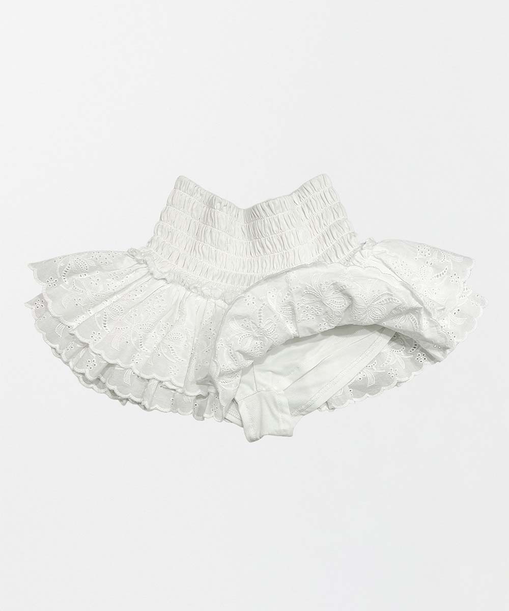 Eyelet Tutu Mini Skort белый