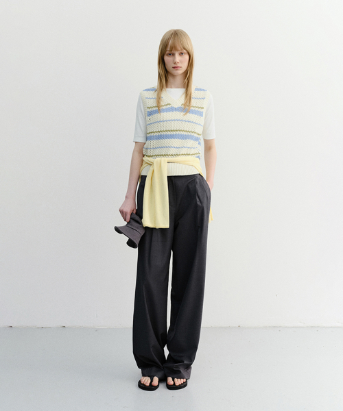 SUMMER DOUBLE PLEATED CHINO SLACKS_UDPA6B239_уголь серый