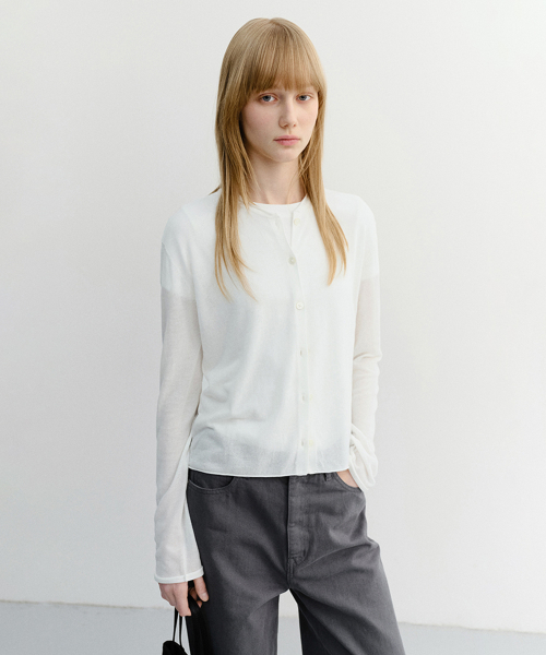 SUMMER ESSENTIAL CREWNECK Кардиган_UDSW6B222_белый