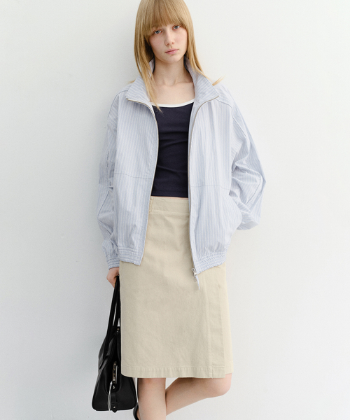 UNISEX SUMMER HARRINGTON Куртка_UDJU6B122_SOFT синий STRIPE