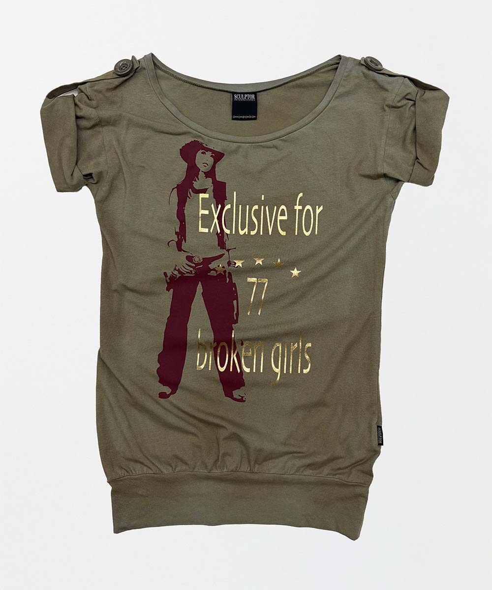 Broken Girls Roll Up Tee Dirty хаки