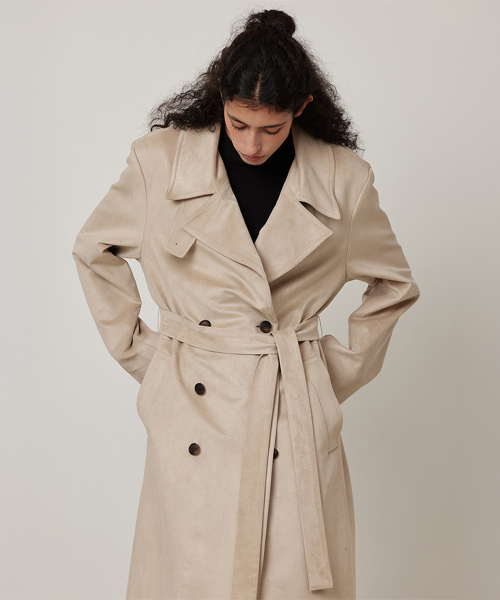 Suede Double Long Coat