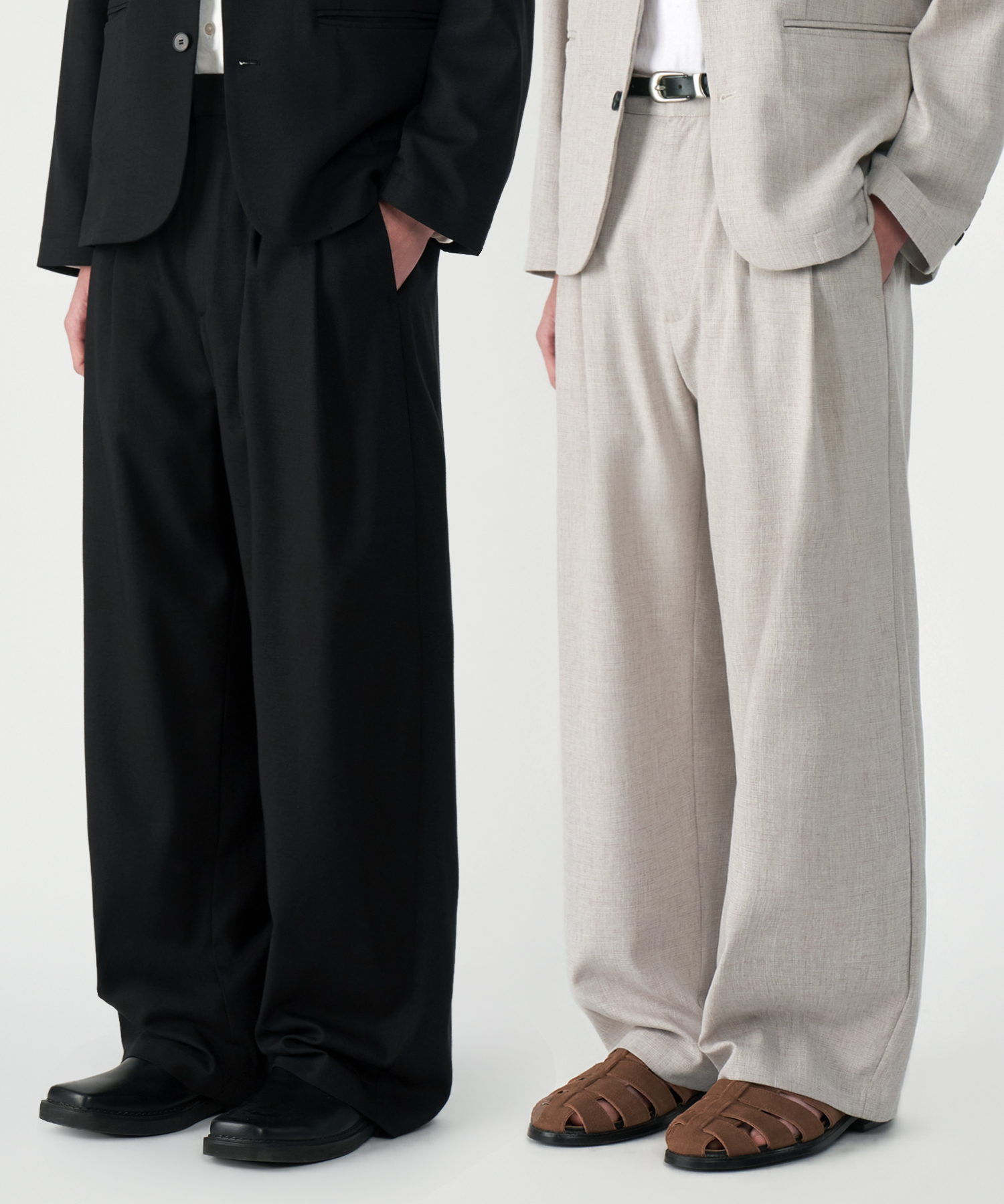 Like linen two-tuck wide slacks 2 COLOR