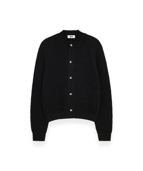 R-0067 / RAW COTTON CARDIGAN(BLACK)