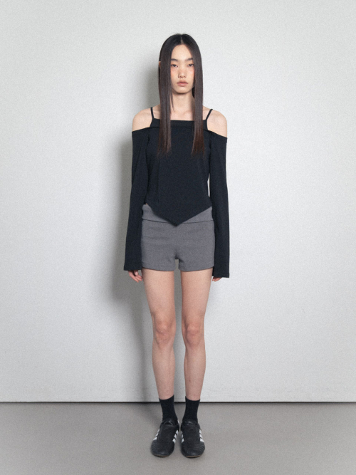 Fold Over Shorts_Charcoal