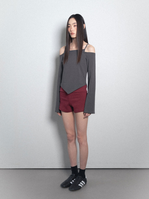 Fold Over Shorts_Burgundy
