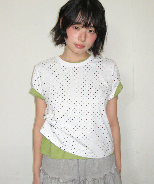 MINI LABEL CROP SHORT SLEEVE WHITE DOT