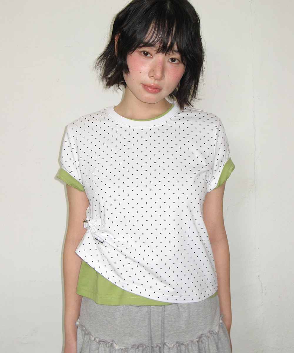 MINI LABEL CROP SHORT SLEEVE WHITE DOT