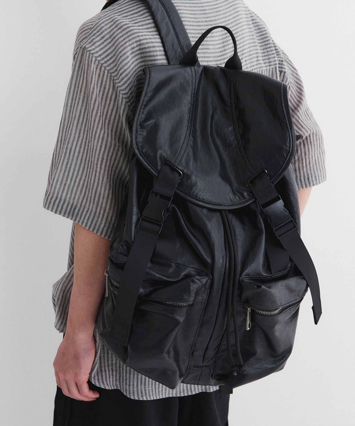 Orbin Leather Backpack (Black)