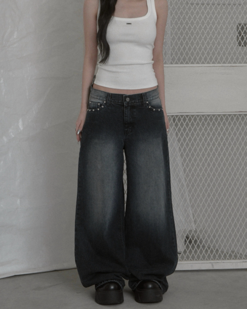 Stud Wide Denim
