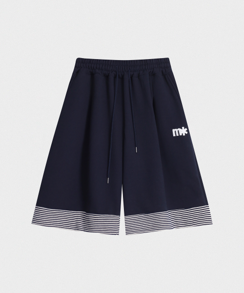 полоска логотип бермуды брюки [NAVY]
