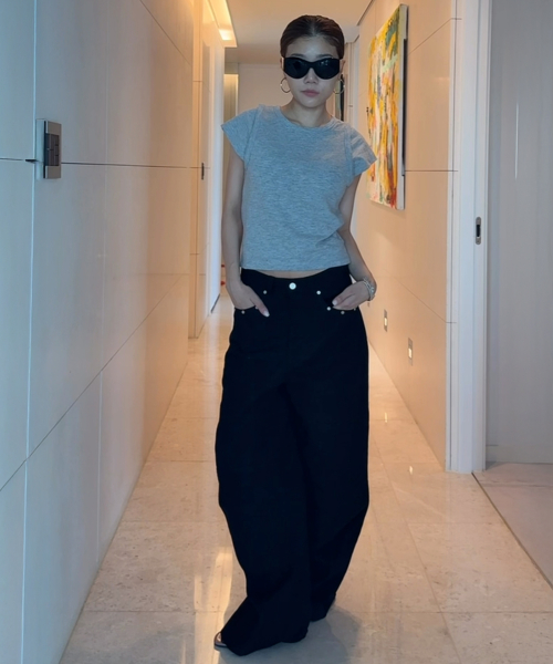 COTTON TWILL PANTS IN BLACK
