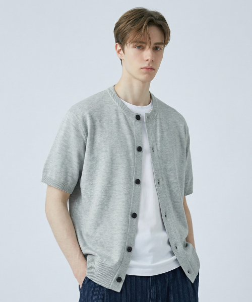 ESSENTIAL HALF CARDIGAN [LIGHT GRAY]