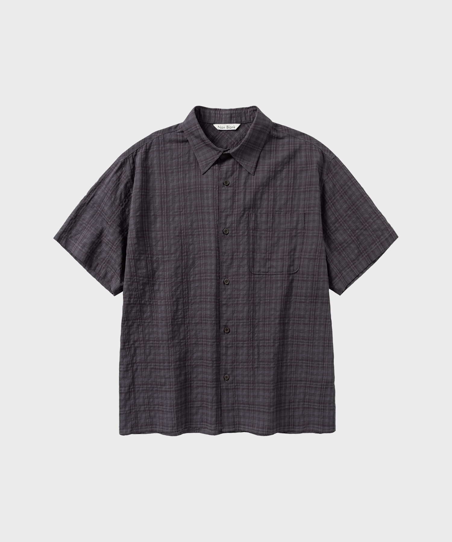 SHEER CHECK CROP HS SHIRT_WINE GREY